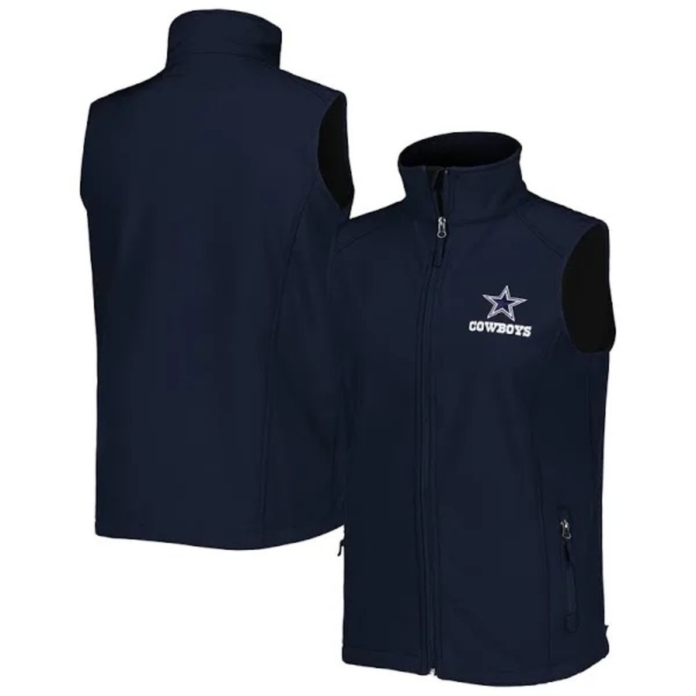 DUNBROOKE DALLAS COWBOYS MENS NAVY BLUE ARCHER SLEEVELESS JACKET size M